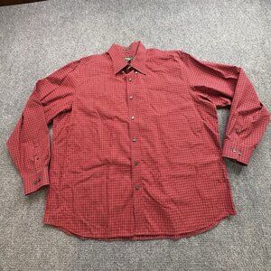 Eddie Bauer Shirt‎ Mens 2XL XXL Red Plaid Wrinkle Resistant Button Down Dress